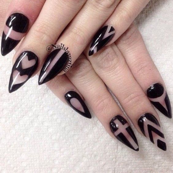 Negative Space Black Triangle Nails