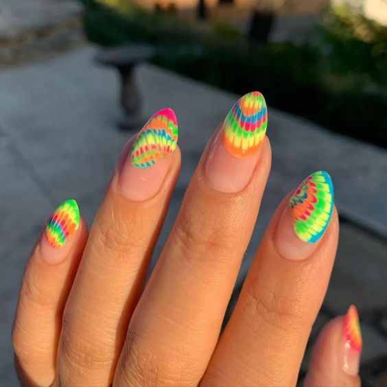 Neon Tie-Dye Nails