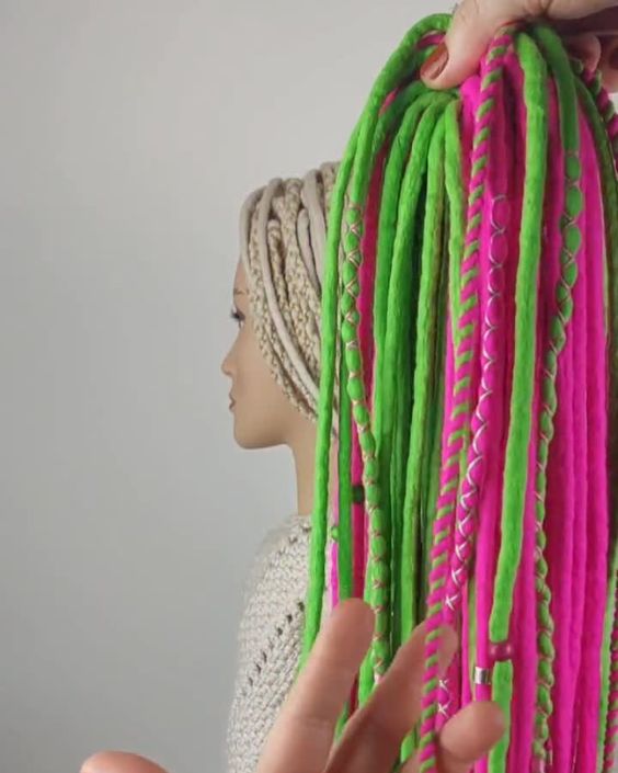 Pink Rooted Hair with Green Locks