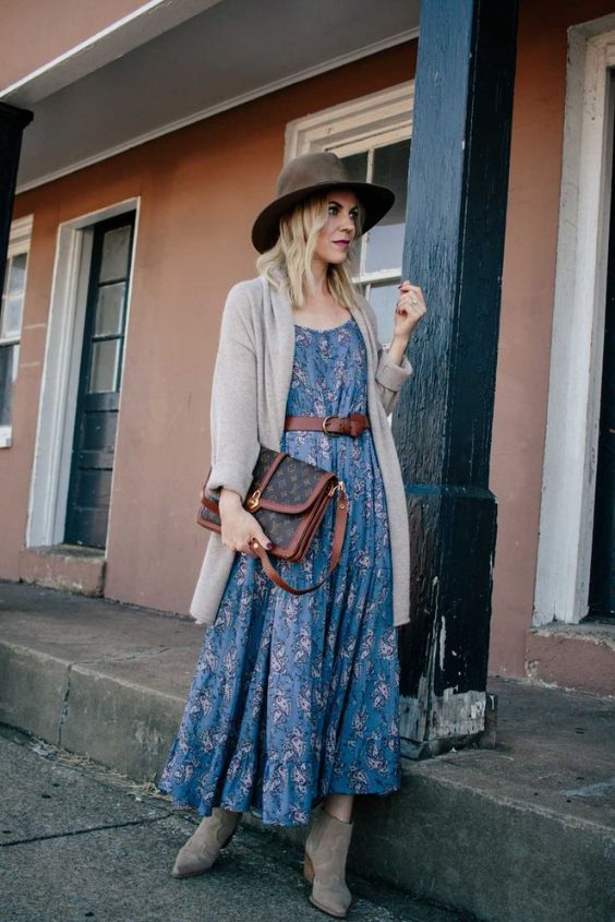 Romantic Floral Dress And Cardigan