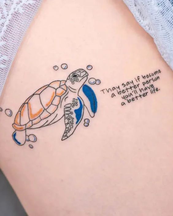 Sea Turtle with Quote Tattoo