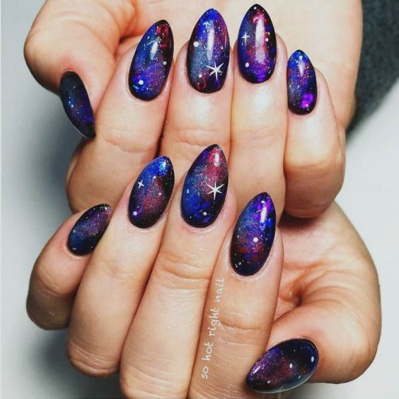 Short Pointy Galaxy Stilettos