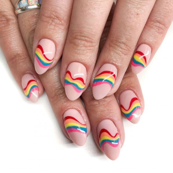 Short Rainbow Nail Designs