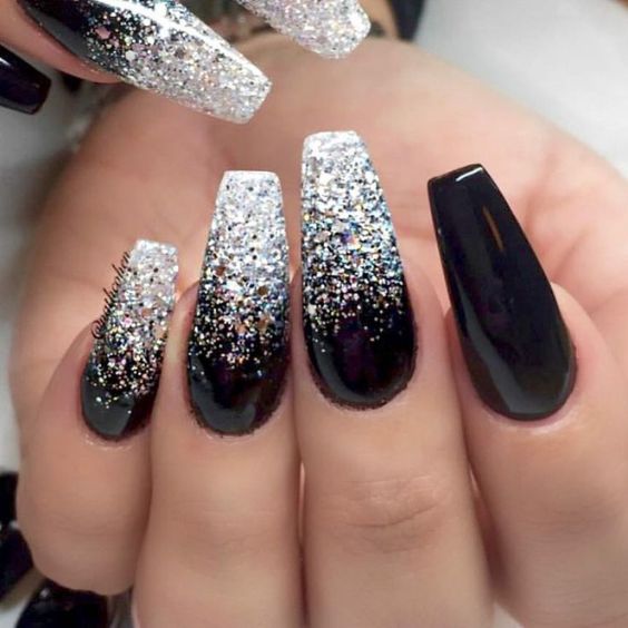 Silver and Black Glitter Ombre