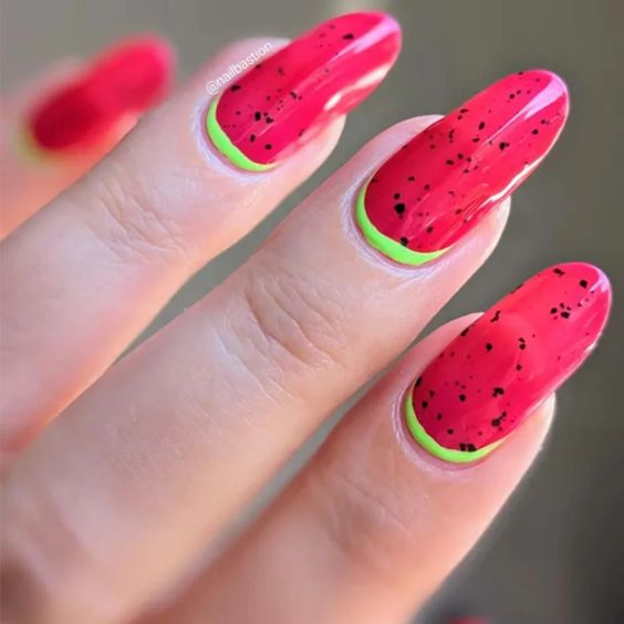 Speckled Watermelon Nails