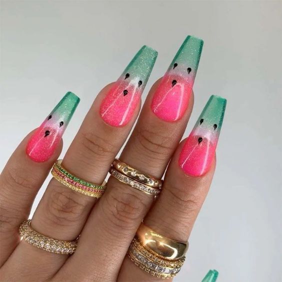 Stiletto Watermelon Nails