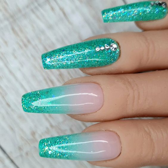 Teal to White Ombre