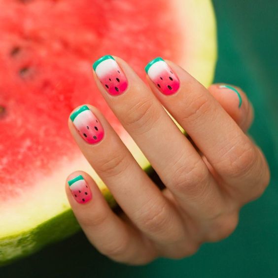 Watermelon French Manicure