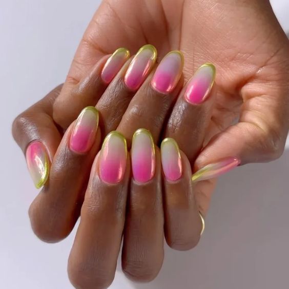 Watermelon Ombre Chrome