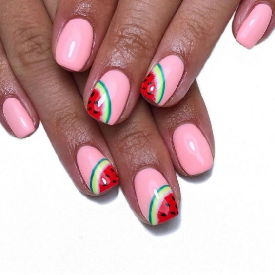 Watermelon Side Tip Nails