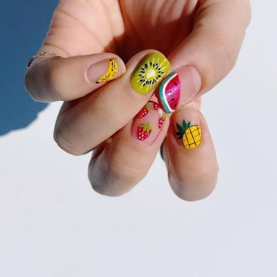 Watermelon Tutti Frutti Nail Art