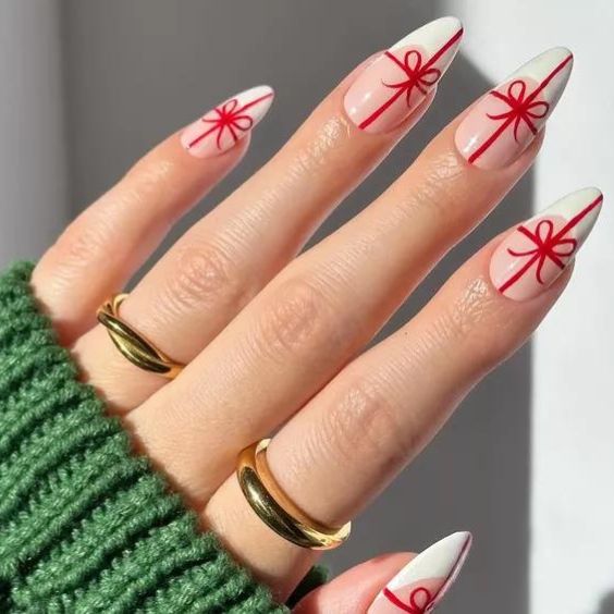 Christmas Bow Nails