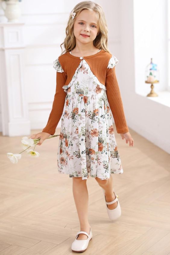 Floral Dress with Cardigan