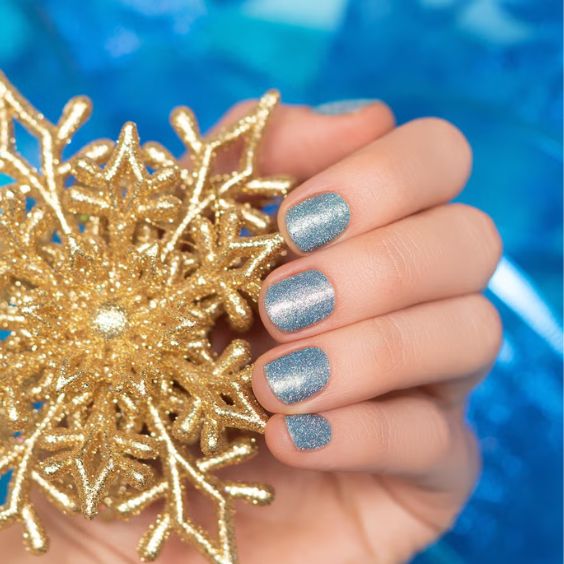 Ice Blue Christmas Nails