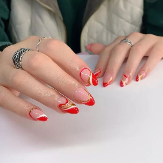 Merry Swirls Nails