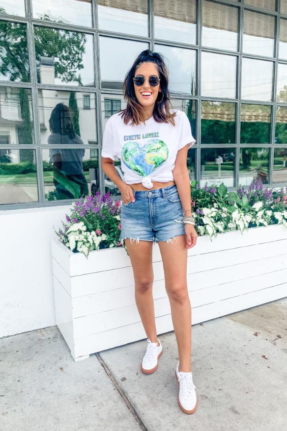 Oversized Graphic Tee and Denim Shorts