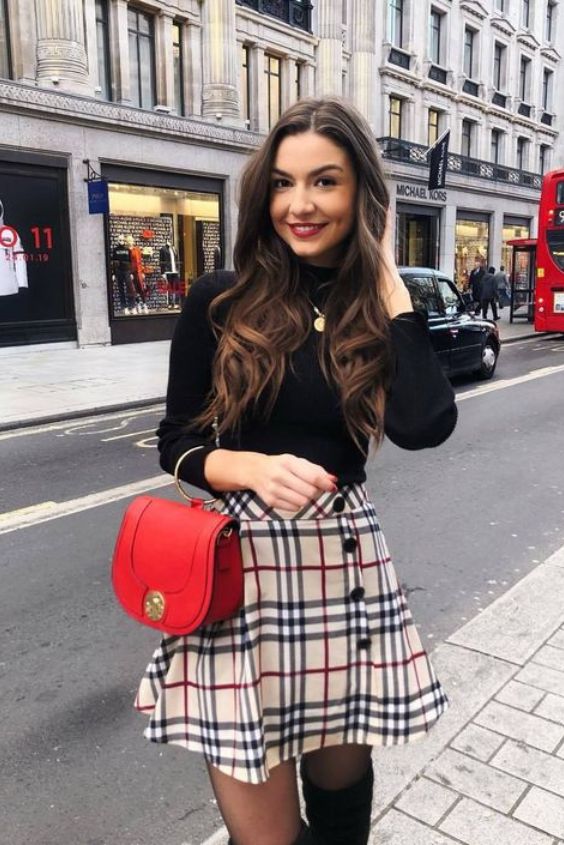 Plaid Midi Skirt