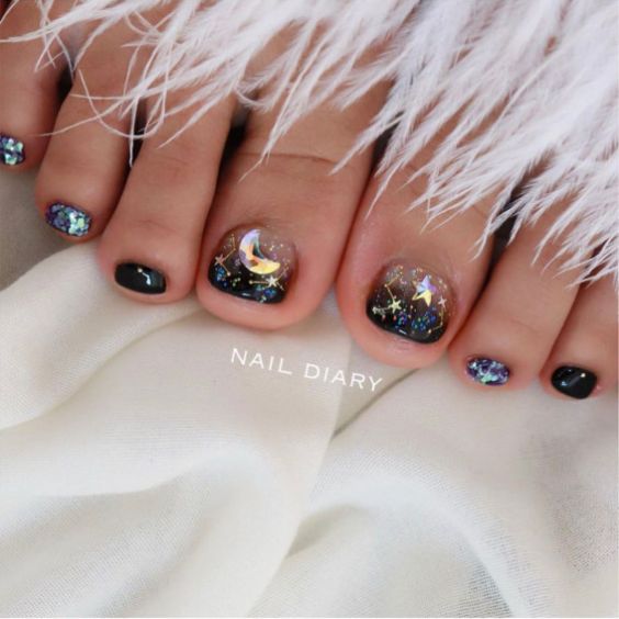 Starry Night Toenails