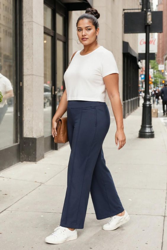 Wide-Leg Pants and a Fitted Top