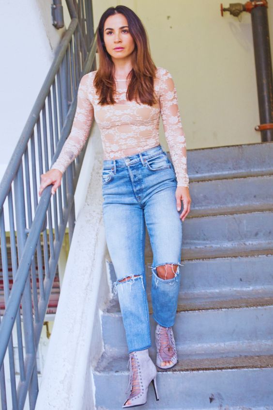 Bodysuit with High-Waisted Jeans