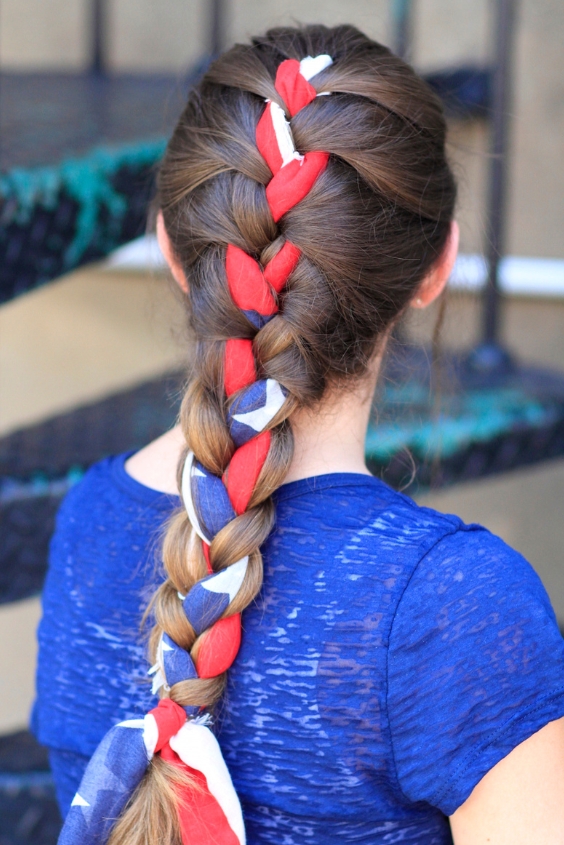 French Braid with a Floral Scarf