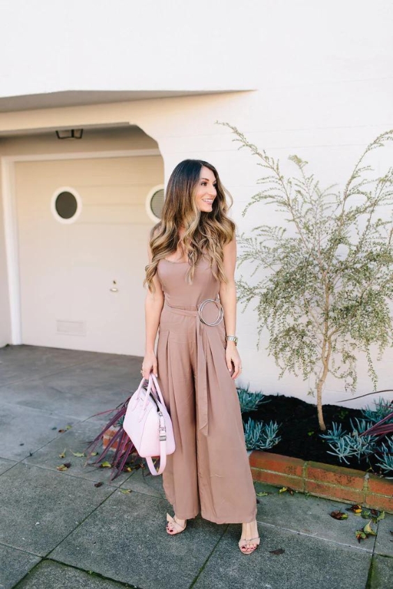 Jumpsuit with Heels and Statement Earrings