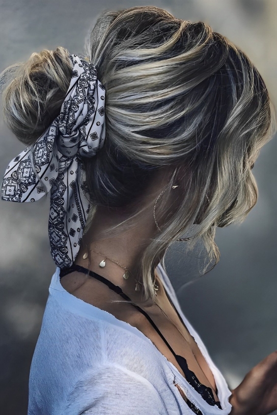 Low Bun with Bandana