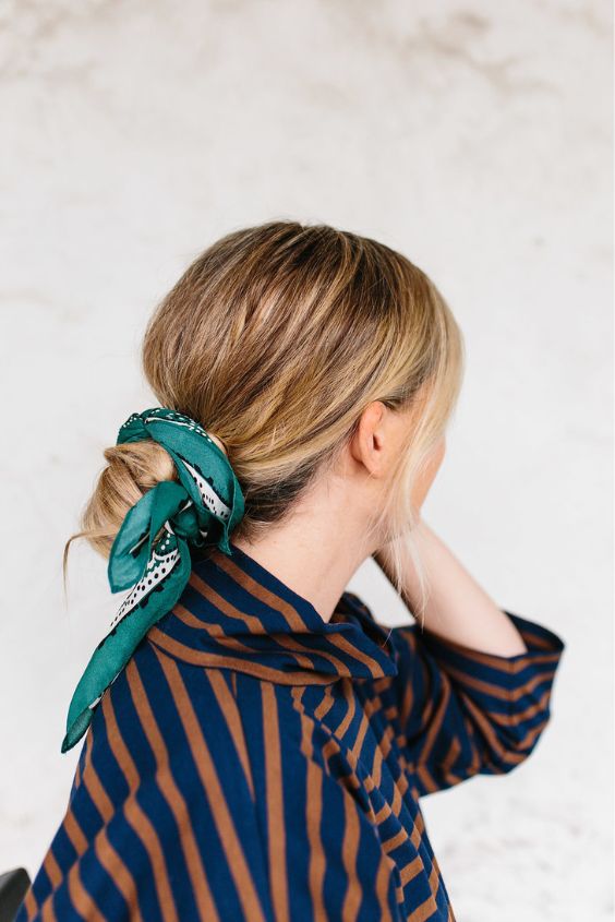 Low Bun with a Silk Scarf