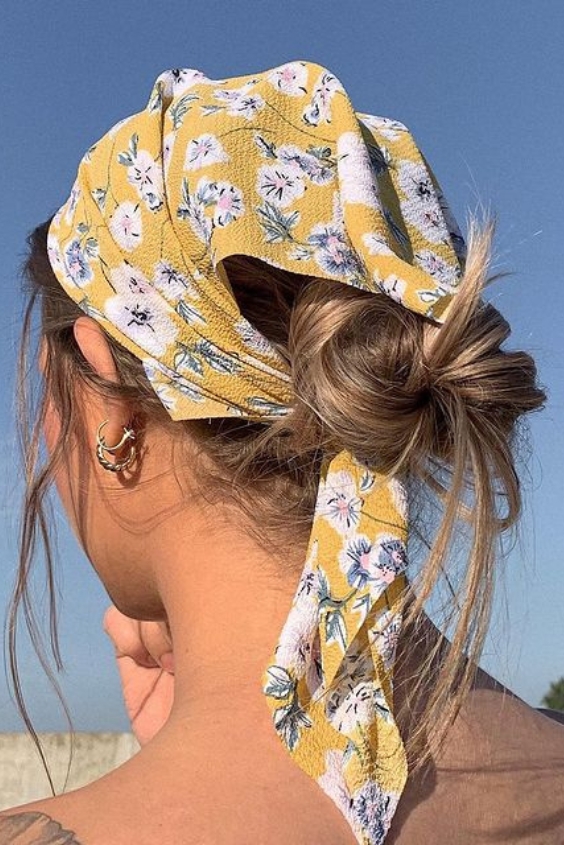 Messy Bun with Bandana