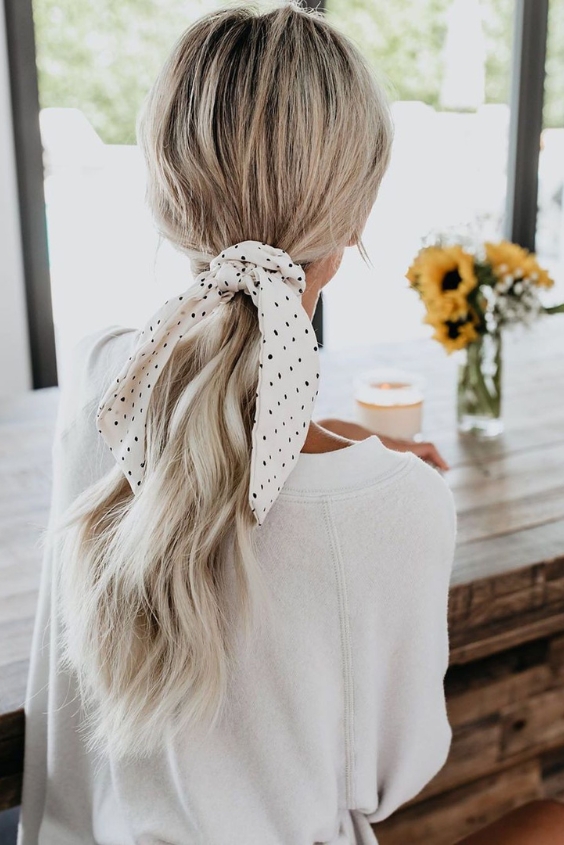 Side Braid with a Polka Dot Scarf