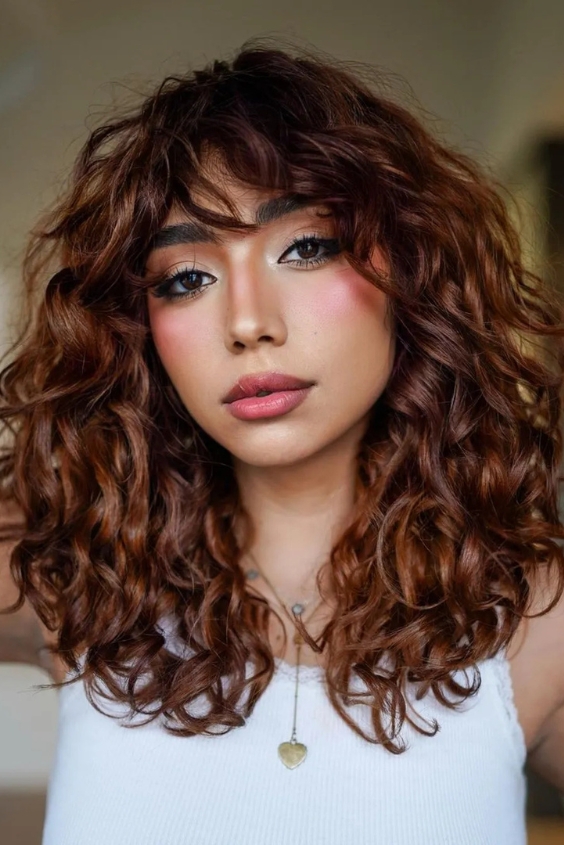 Textured Layers with Curly Bangs