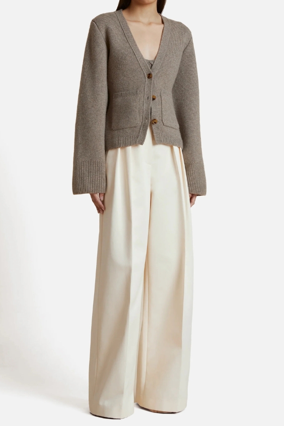 Cashmere Cardigan with Pleated Trousers