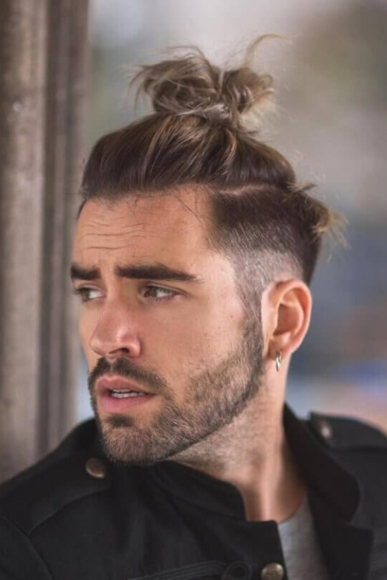 Casual Top Knot and Stubble Beard