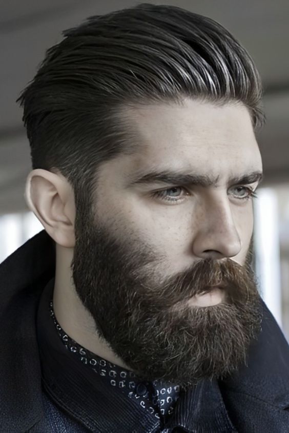 Classic Slicked-Back and Full Beard