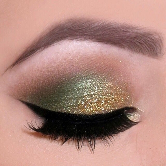 Emerald and Gold Look with Bold Liner