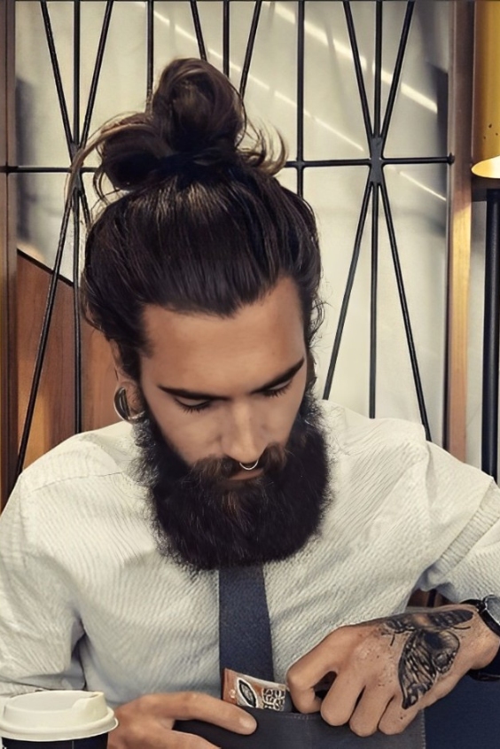 High Volume Top Knot and Long Beard