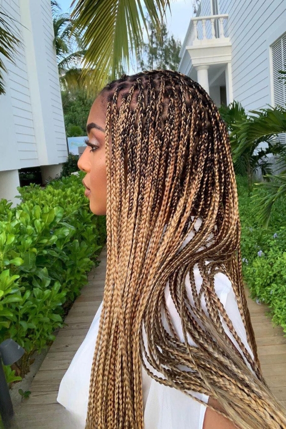 Honey Blonde and Brown Ombre Knotless Braids