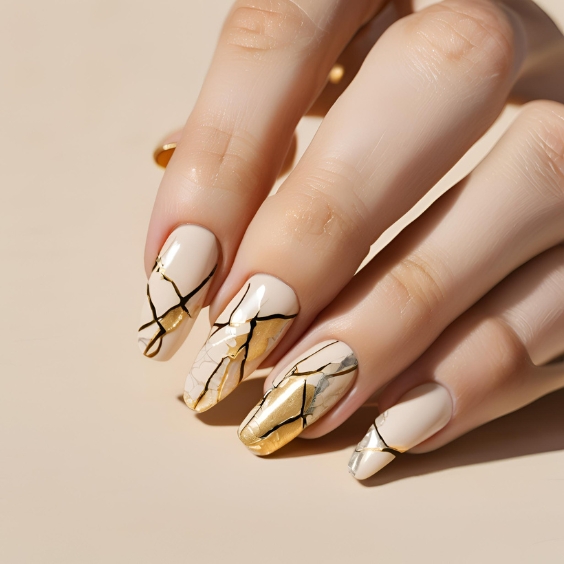 Kintsugi-Inspired Nails