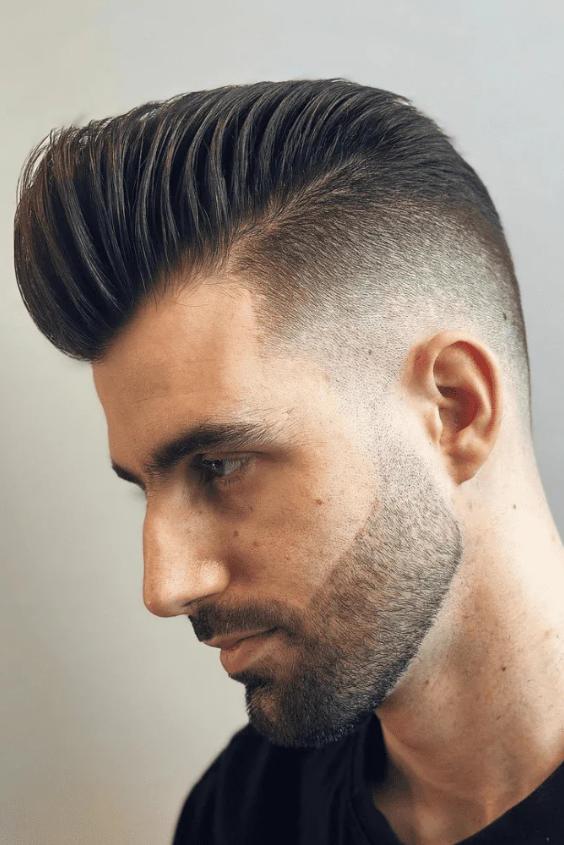 Slicked Pompadour with Trimmed Beard