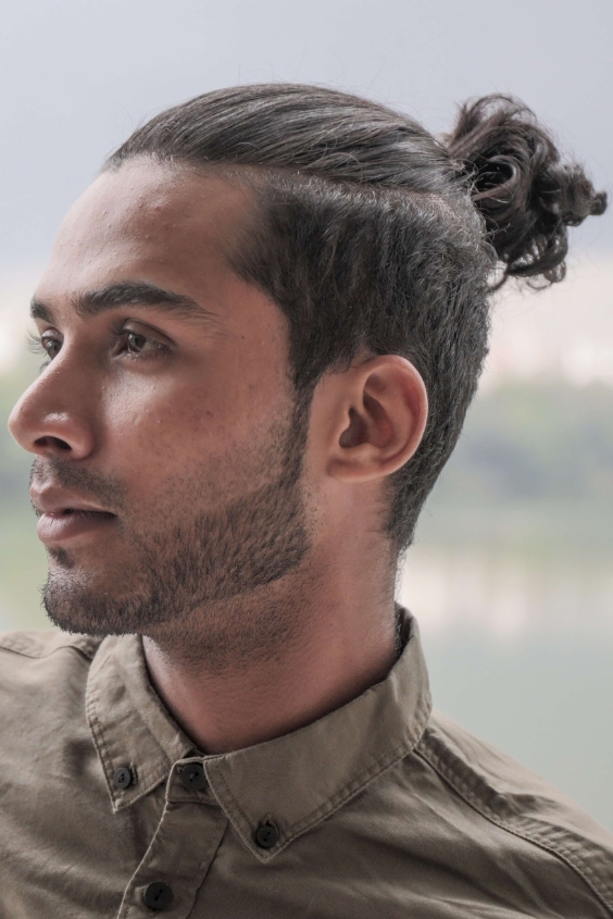 Man Bun and Trimmed Beard