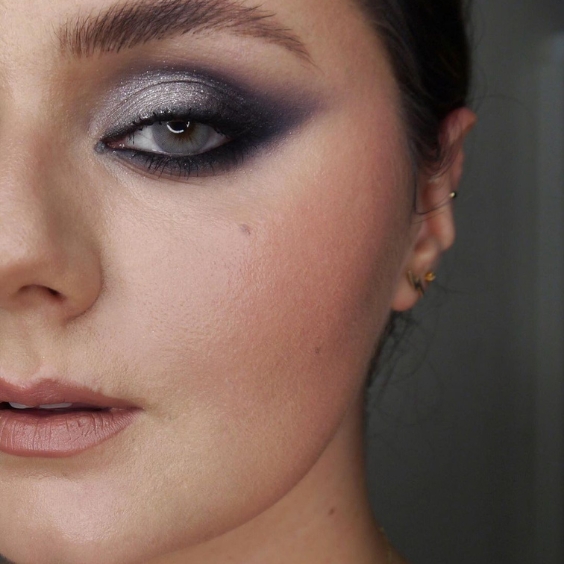 Silver and Charcoal Smokey Eyes