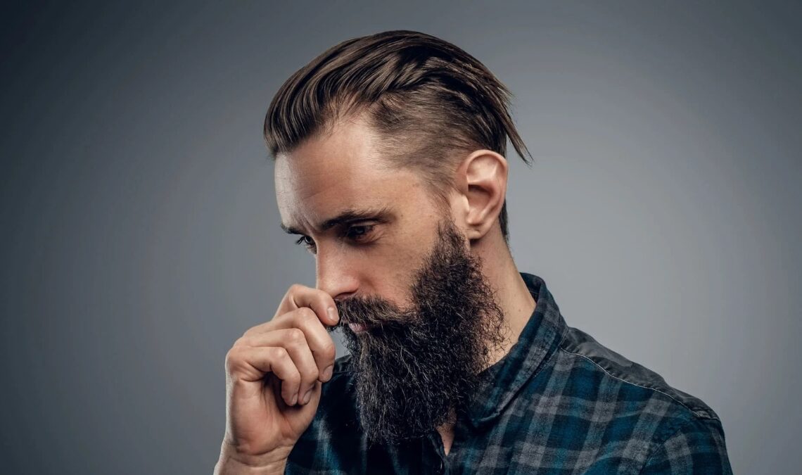 Beard With Slicked-Back Hair for men