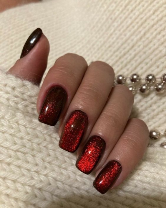 Burgundy Velvet Nails