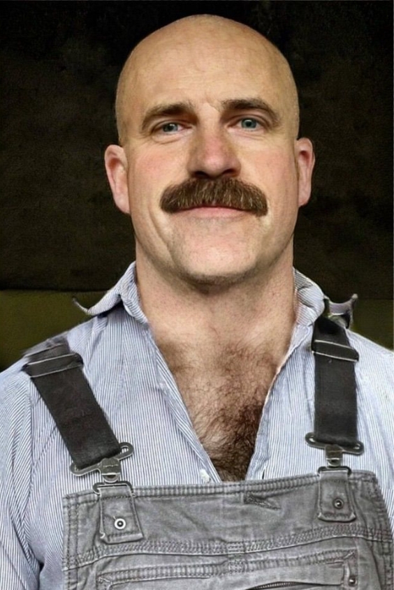 Chevron Moustache with Bald Head