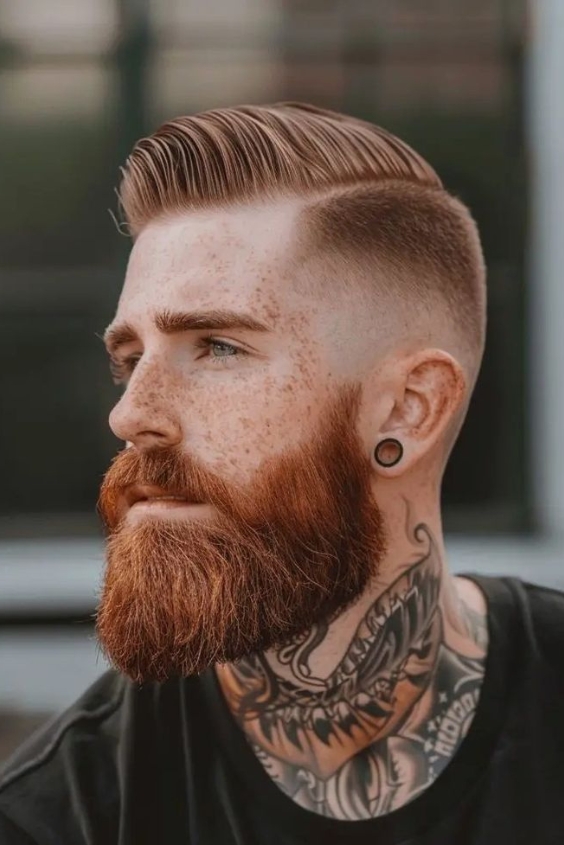 Chevron Moustache with Fade Beard