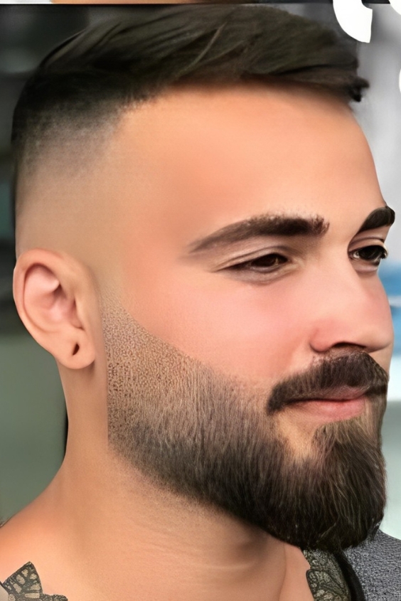 Chevron Moustache with High-Fade Beard