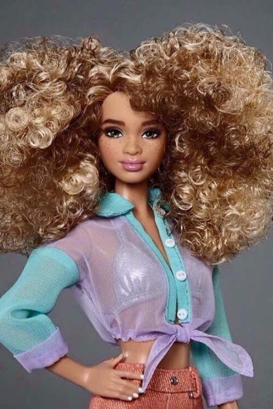 Curly Barbie Hair with Bangs