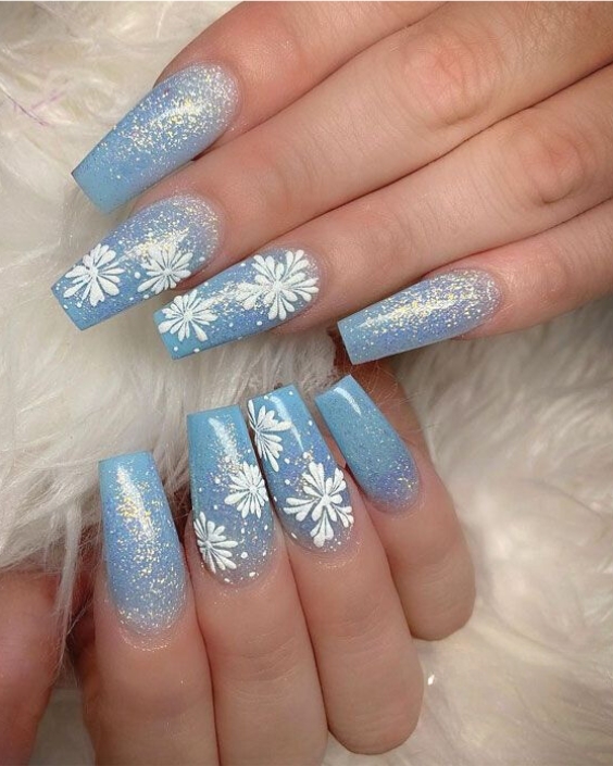 Frosted Snowflake Nails