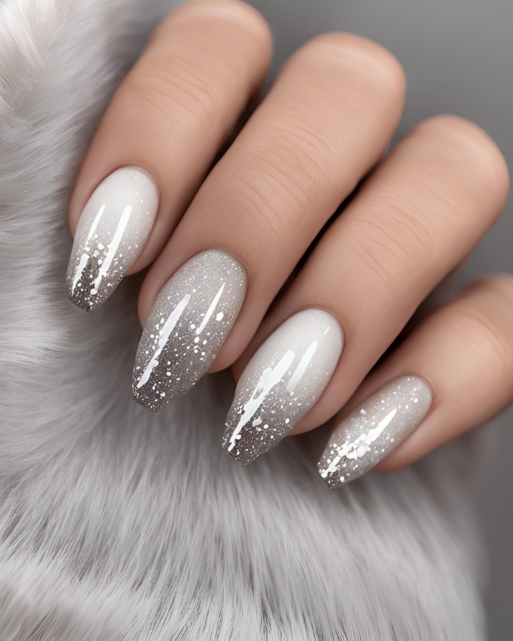 Glitter Gradient Snowy Tips