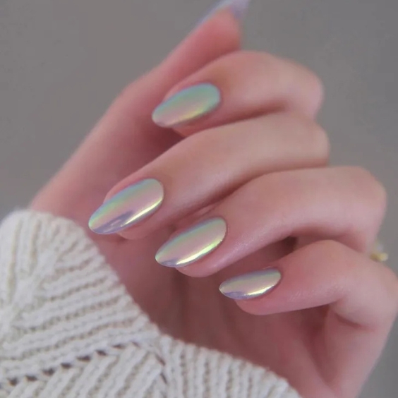 Holographic Lavender Nails